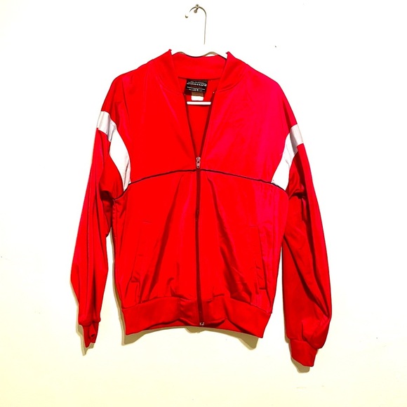 Oshmans Track Jacket Mens Small Grey Red Tennis Warmup 90s Y2K Retro streetwear - Picture 1 of 7